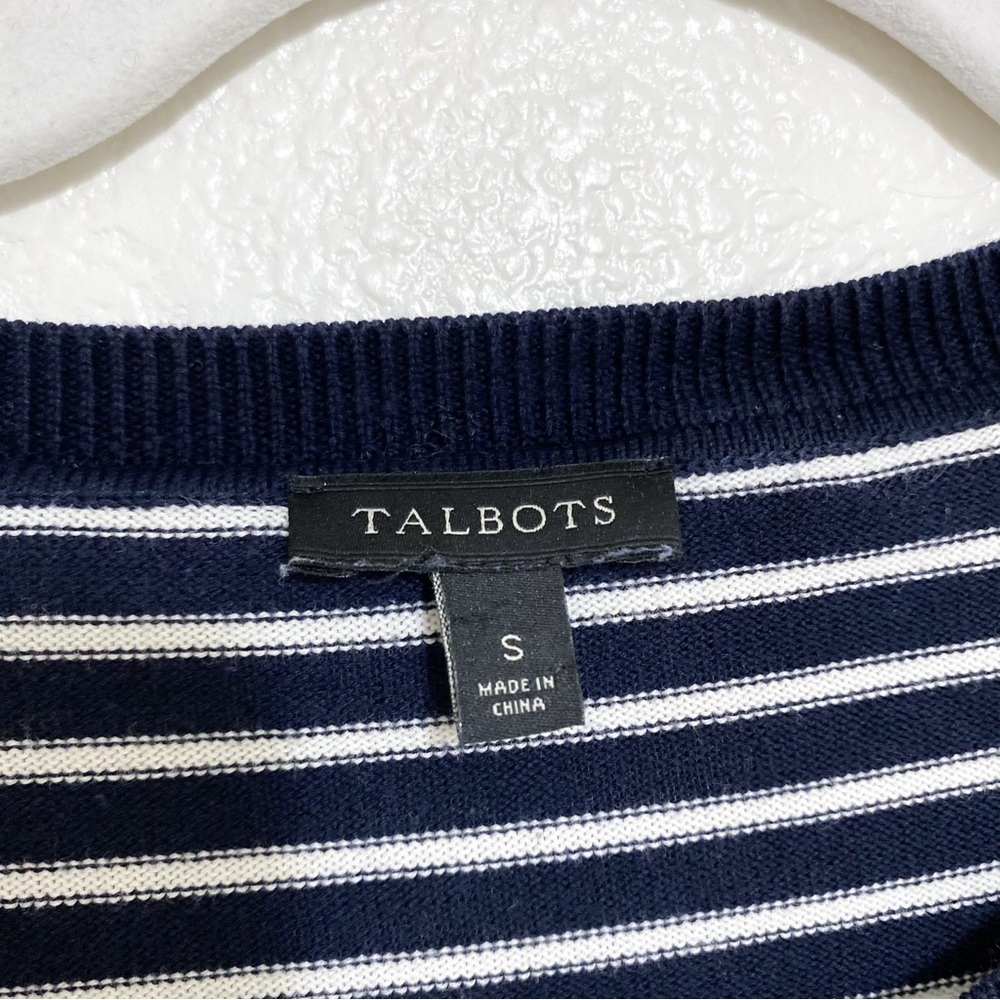 Talbots Tie Front Lightweight Striped Sweater Size S - Picture 3 of 5